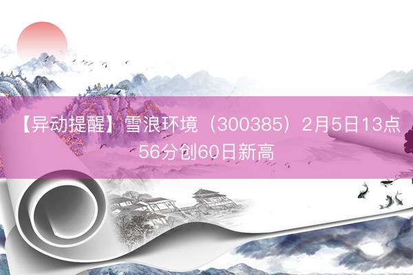 【异动提醒】雪浪环境（300385）2月5日13点56分创60日新高