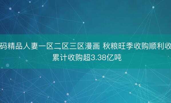 无码精品人妻一区二区三区漫画 秋粮旺季收购顺利收官 累计收购超3.38亿吨