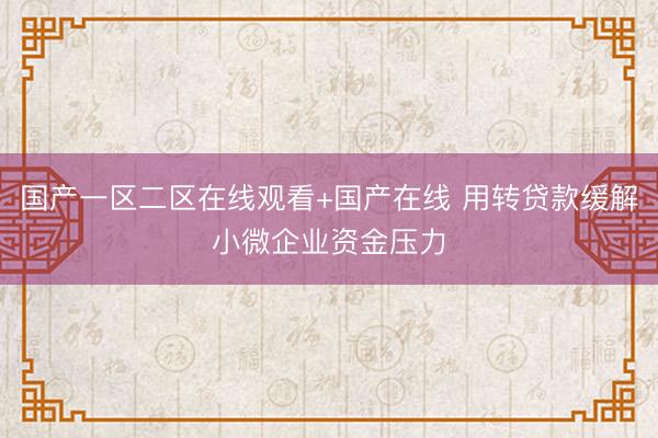 国产一区二区在线观看+国产在线 用转贷款缓解小微企业资金压力
