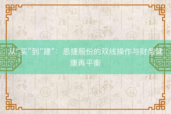 从“买”到“建”：恩捷股份的双线操作与财务健康再平衡