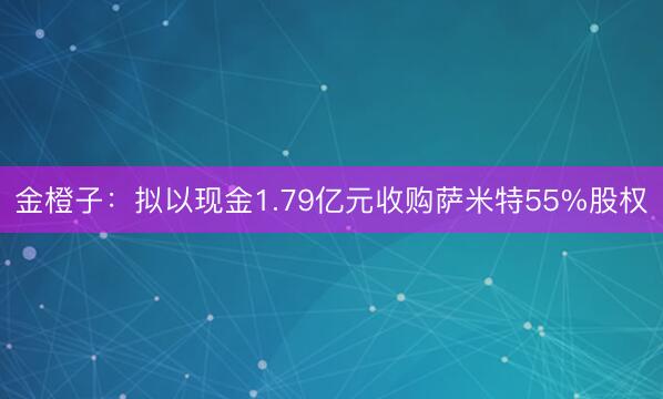 金橙子：拟以现金1.79亿元收购萨米特55%股权