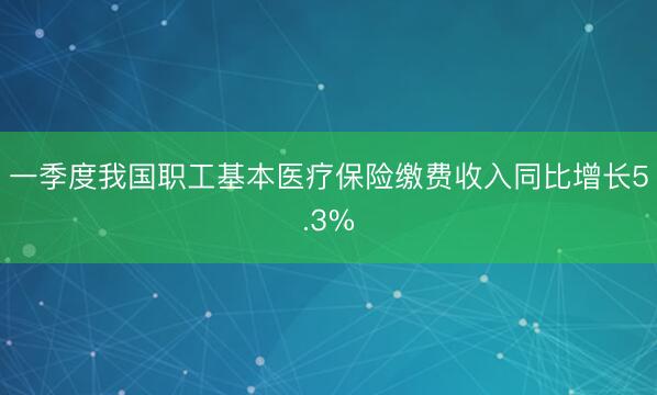 一季度我国职工基本医疗保险缴费收入同比增长5.3%