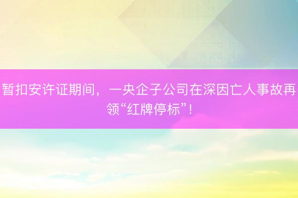 暂扣安许证期间，一央企子公司在深因亡人事故再领“红牌停标”！