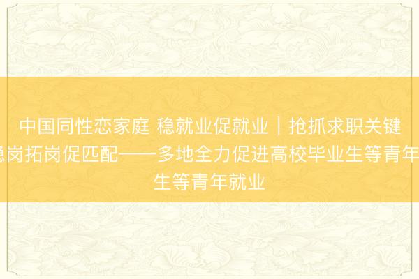 中国同性恋家庭 稳就业促就业｜抢抓求职关键期 稳岗拓岗促匹配——多地全力促进高校毕业生等青年就业