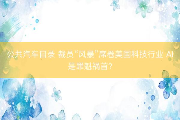 公共汽车目录 裁员“风暴”席卷美国科技行业 AI是罪魁祸首？