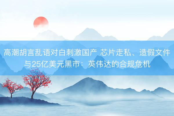 高潮胡言乱语对白刺激国产 芯片走私、造假文件与25亿美元黑市：英伟达的合规危机