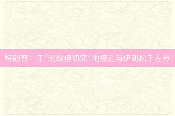 特朗普：正“迟缓但切实”地接近与伊朗松手左券