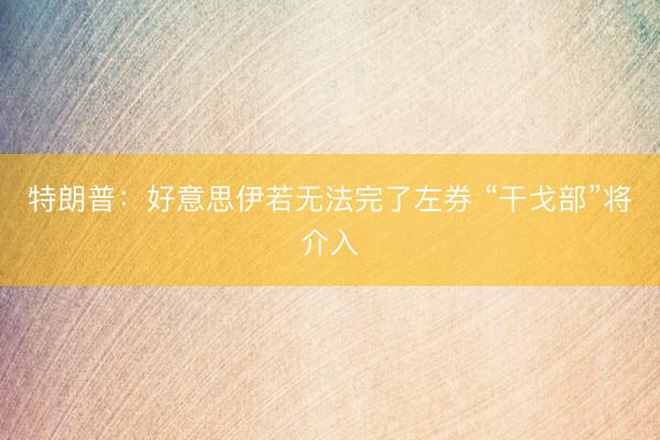 特朗普：好意思伊若无法完了左券 “干戈部”将介入