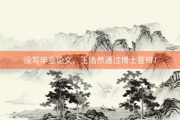 没写毕业论文，王浩然通过博士答辩！