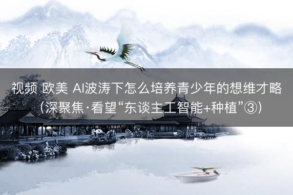 视频 欧美 AI波涛下怎么培养青少年的想维才略（深聚焦·看望“东谈主工智能+种植”③）