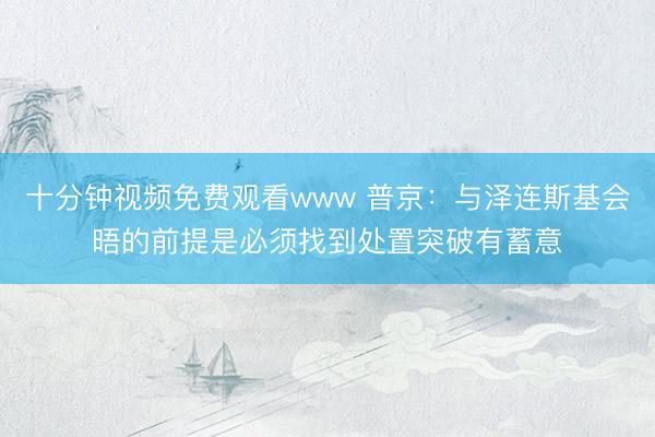 十分钟视频免费观看www 普京：与泽连斯基会晤的前提是必须找到处置突破有蓄意
