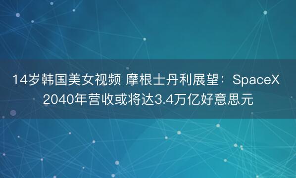 14岁韩国美女视频 摩根士丹利展望：SpaceX 2040年营收或将达3.4万亿好意思元