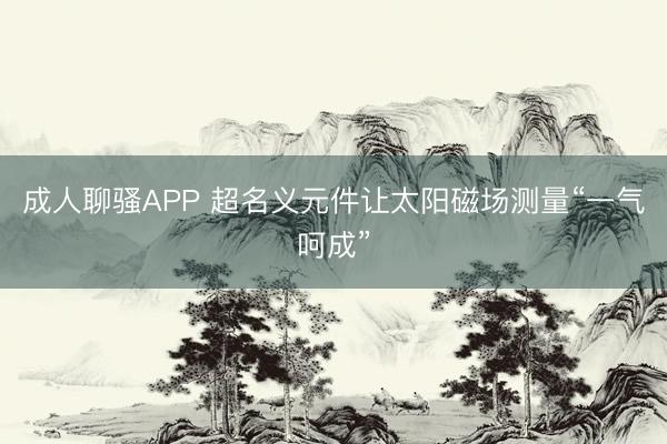 成人聊骚APP 超名义元件让太阳磁场测量“一气呵成”