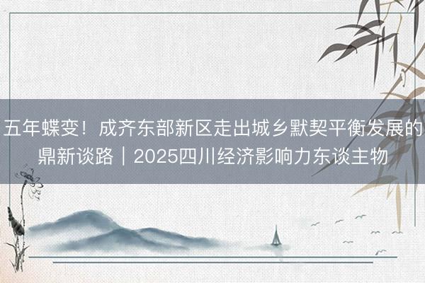 五年蝶变！成齐东部新区走出城乡默契平衡发展的鼎新谈路｜2025四川经济影响力东谈主物